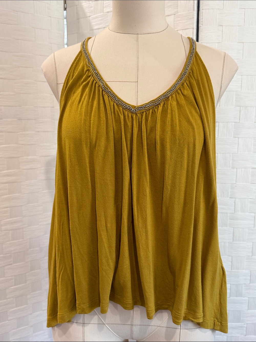 H&M Mustard Green Sleeveless V-Neck Camisole